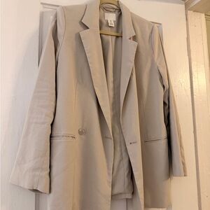 H&M Stone Cream Single-Button Blazer